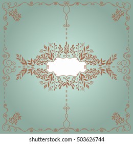 Vector vintage frames and borders with branches and leaves