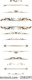 vector vintage frames for decoration and design, golden gradient