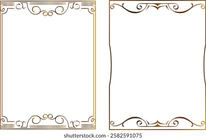 vector vintage frames for decoration and design, golden gradient