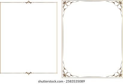 vector vintage frames for decoration and design, golden gradient