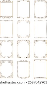 vector vintage frames for decoration and design, golden gradient