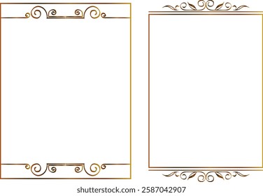 vector vintage frames for decoration and design, golden gradient