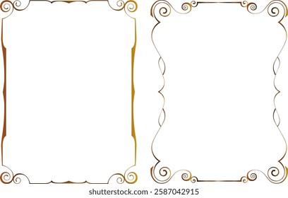 vector vintage frames for decoration and design, golden gradient