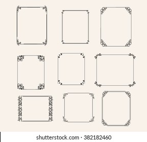 Vector vintage frames, decorative frames set.Square frames, rectangular frame.Vintage frames, decorative frames set. Calligraphic design elements. Decorative frames vector set. 