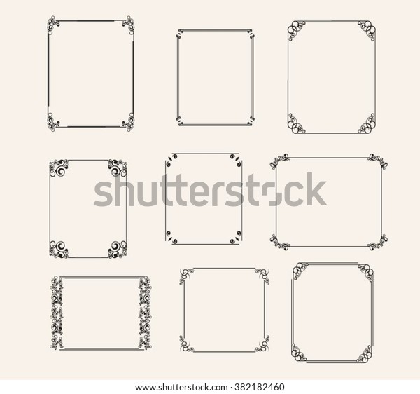 Vector vintage\
frames, decorative frames set.Square frames, rectangular\
frame.Vintage frames, decorative frames set. Calligraphic design\
elements. Decorative frames vector set.\
