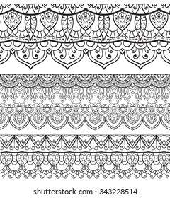 Vector  vintage frames or design elements in oriental style. Hand-drawn highly detailed border elements. Luxury lace festive ornament. Islam, Arabic, Indian, Turkish, Ottoman, Pakistan motifs.
