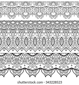 Vector  vintage frames or design elements in oriental style. Hand-drawn highly detailed border elements. Luxury lace festive ornament. Islam, Arabic, Indian, Turkish, Ottoman, Pakistan motifs.