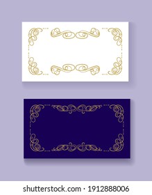 Vector Vintage Frames, Elegant Card Templates, Isolated Borders, Rectangular Shape, Filigree Design, Decorative Frames.