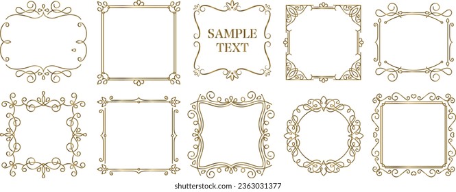 Vector vintage frames. Isolated retro ornamental frame, golden ornate border