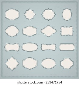 Vector vintage frames set on retro background. Design elements collection