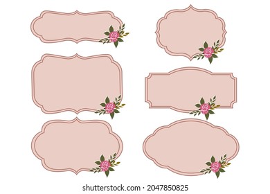 Vector vintage frames set (with rose)