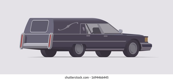 Vector vintage funeral hearse car. Isolated illustration. Collection