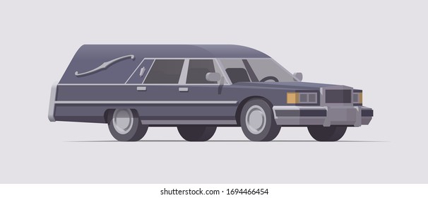 Vector vintage funeral hearse car. Isolated illustration. Collection