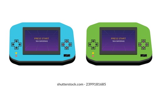 vector vintage game console from the 90s, small children's games, illustration of an old gamepad