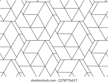 Vector vintage geometrical pattern, Abstract black and white background, Seamless geometric pattern,monochrome illustration ornamental design.