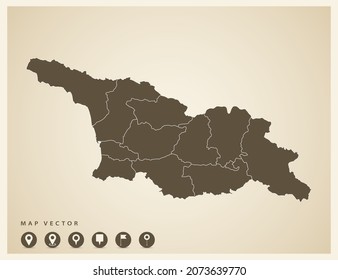 Vector vintage of Georgia map on old background.