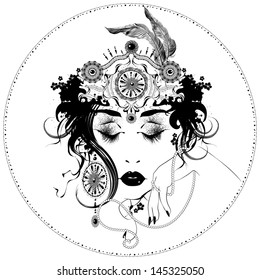 Vector vintage girl