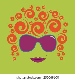 Vector vintage girl in flat design