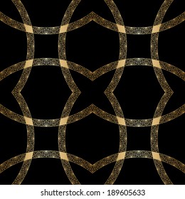 Vector vintage gold geometrical floral ornament. Seamless background.