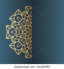 Vector vintage gold Mandala sign frame. Ethnic decorative elements. Oriental pattern, vector illustration. Islam, Arabic, Indian, turkish, pakistan, chinese, ottoman motif