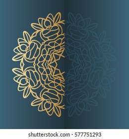 Vector vintage gold Mandala sign frame. Ethnic decorative elements. Oriental pattern, vector illustration. Islam, Arabic, Indian, turkish, pakistan, chinese, ottoman motif