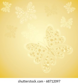 vector vintage golden  butterflies with tracery