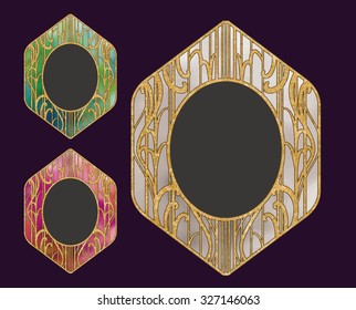 Vector Vintage Golden Frame Design with colorful background