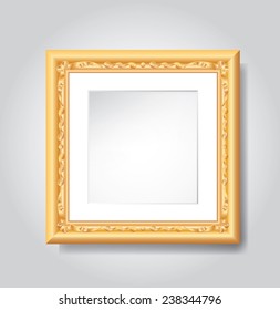 vector vintage golden frame on white wall