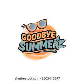 Vektorvintage Abschied Sommer Konzept Illustration mit vintage orange Sommer Sonnenbrille einzeln auf weiß. Ende des Sommers Label, Aufkleber, Symbol, Logo und kreative Poster Design-Vorlage