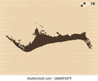 Vector vintage of Grand Bahama map on old paper background.