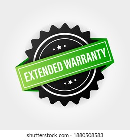 Vector vintage green extended warranty label template. White background. Certificate icon design vector illustration.