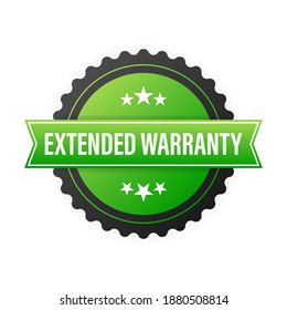 Vector vintage green extended warranty label template. White background. Certificate icon design vector illustration.