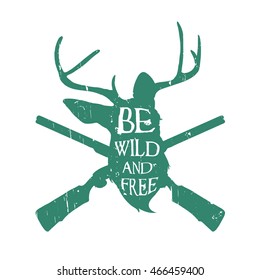 Vector vintage green label - Deer hunters club 