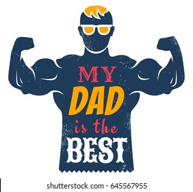 Vector vintage greeting card for father day with best dad. Happy fathers day.