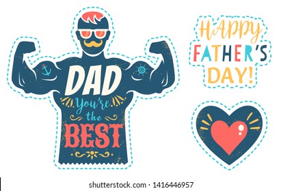 Vector vintage greeting card for fathers day with best dad on abstract background. Happy father's day.