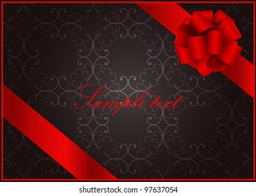 vector vintage  greeting card  with red bow and ribbons