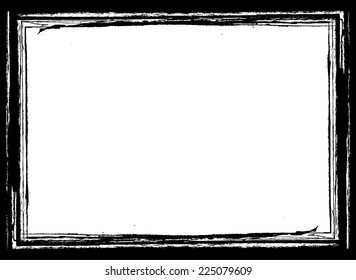 Vector Vintage Grunge Black and White Distress Border Frame for your Design . 