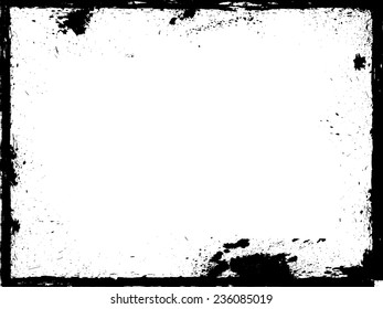 Vector Vintage Grunge Black and White Distress Border Frame for your Design . 