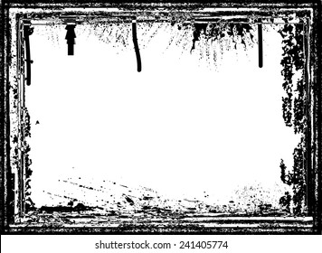 Vector Vintage Grunge Black and White Distress Border Frame for your Design . 