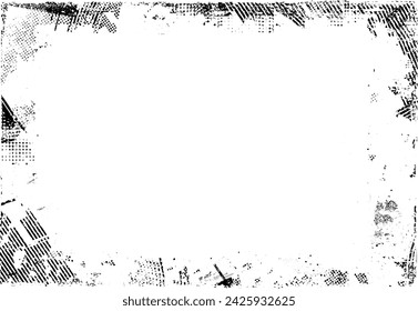 Vector Vintage Grunge Negro y Blanco Distress Border Frame para su diseño .