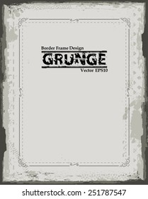 Vector Vintage Grunge Black and White Distress Border Frame for your Design .
