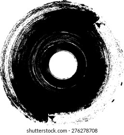Vector Vintage Grunge Brush Stroke Dirty Overlay Distress Border Frame. Circle Round Stamp.