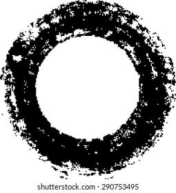 Vector Vintage Grunge Brush Stroke Dirty Overlay Distress Border Frame. Circle Round Stamp in Grungy Style for your Design.