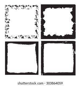 Vector Vintage Grunge Brush Stroke Dirty Overlay Distress Border Frame. Square in Grungy Style for your Design . Overlay Texture .