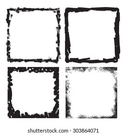 Vector Vintage Grunge Brush Stroke Dirty Overlay Distress Border Frame. Square in Grungy Style for your Design . Overlay Texture .