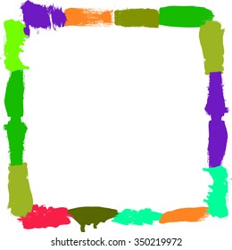 Vector Vintage Grunge Brush Stroke Dirty Overlay Distress Border Frame. Square in Grungy Style for your Design .