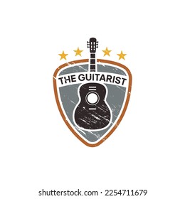 Vector vintage guitarist logo template