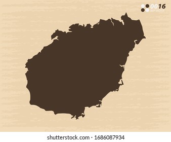Vector vintage of Hainan map on old paper background.
