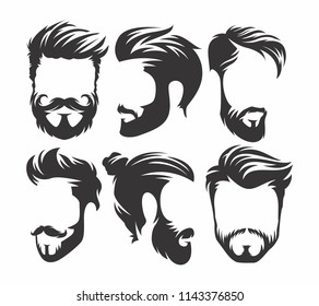 Vector Vintage Hairstyle Barber Shop Label Collection