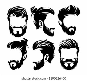 Vector vintage hairstyle barber shop logo for your design